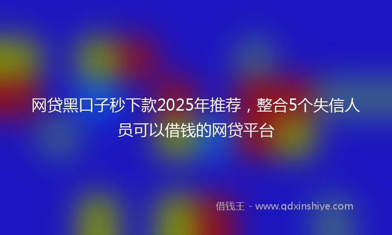 网贷黑口子秒下款2025年推荐，整合5个失信人员可以借钱的网贷平台