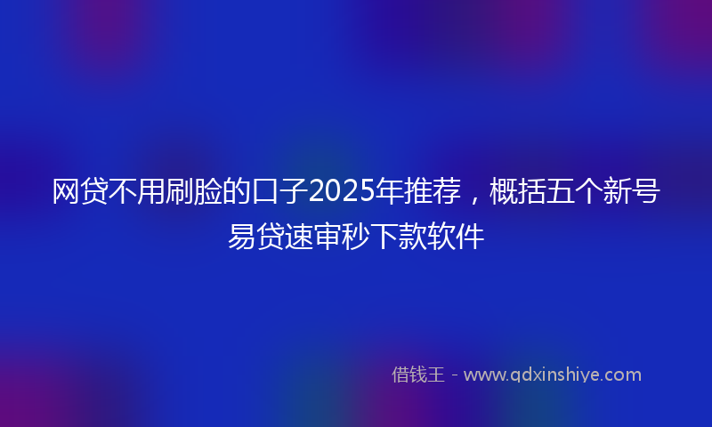 网贷不用刷脸的口子2025年推荐，概括五个新号易贷速审秒下款软件