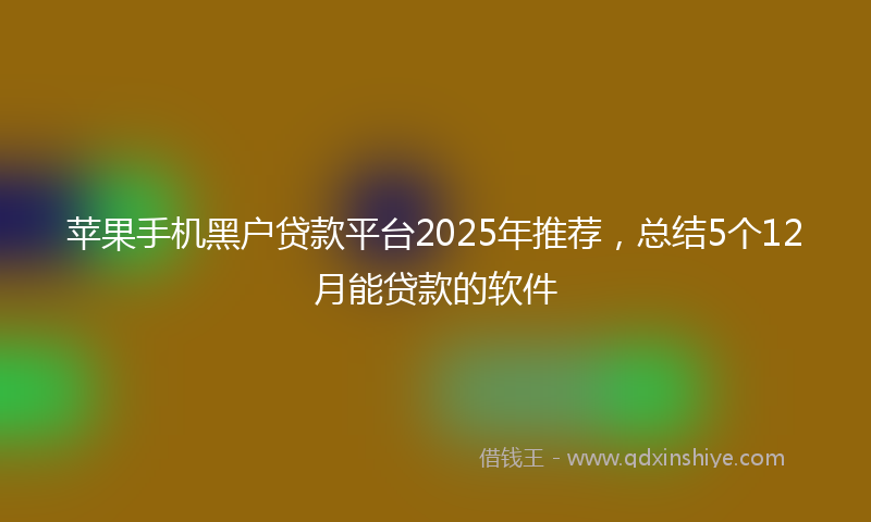苹果手机黑户贷款平台2025年推荐，总结5个12月能贷款的软件