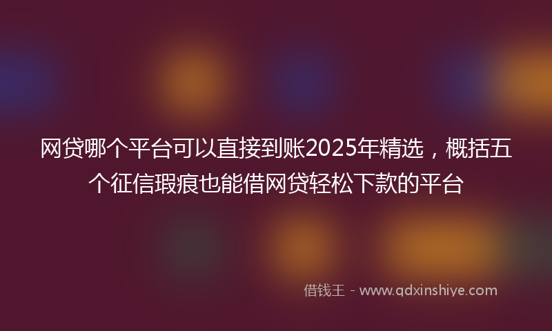 网贷哪个平台可以直接到账2025年精选，概括五个征信瑕疵也能借网贷轻松下款的平台
