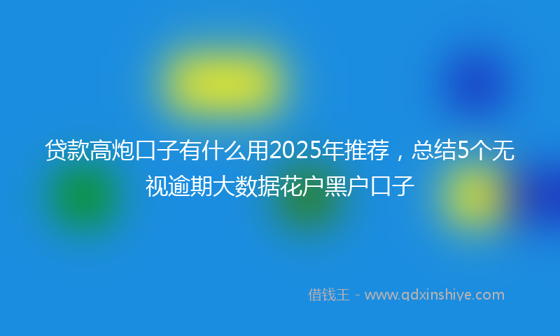 贷款高炮口子有什么用2025年推荐，总结5个无视逾期大数据花户黑户口子