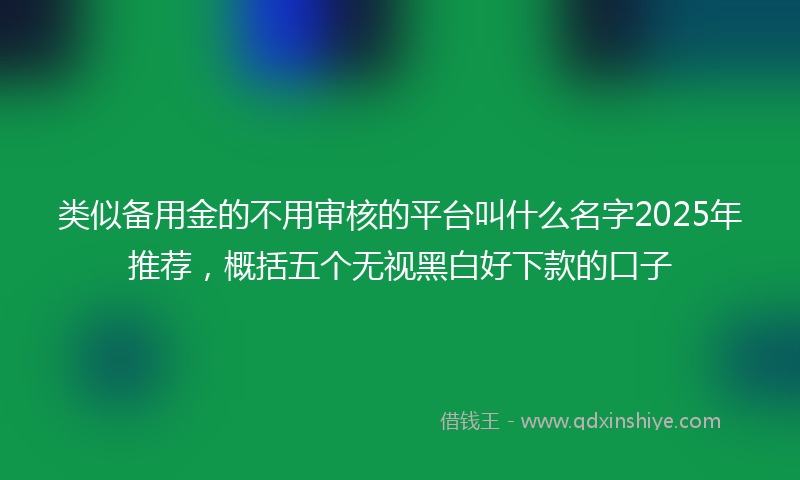 类似备用金的不用审核的平台叫什么名字2025年推荐，概括五个无视黑白好下款的口子