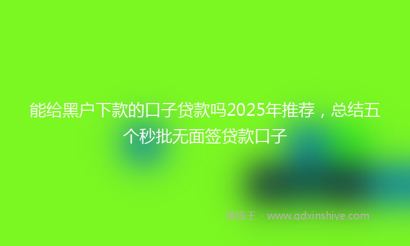 能给黑户下款的口子贷款吗2025年推荐，总结五个秒批无面签贷款口子
