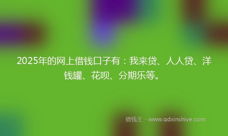2025年的网上借钱口子有：我来贷、人人贷、洋钱罐、花呗、分期乐等。