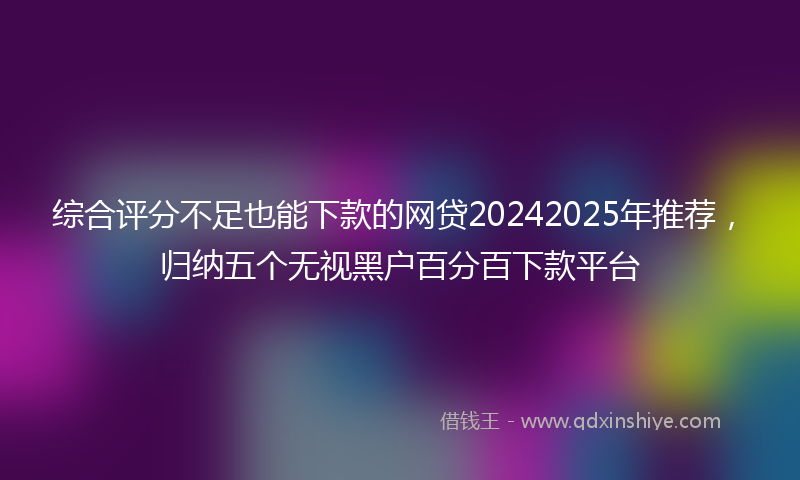 综合评分不足也能下款的网贷20242025年推荐，归纳五个无视黑户百分百下款平台