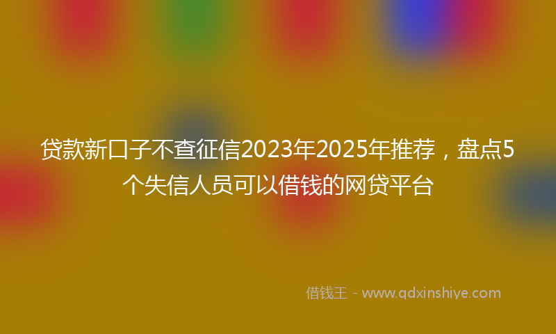 贷款新口子不查征信2023年2025年推荐，盘点5个失信人员可以借钱的网贷平台