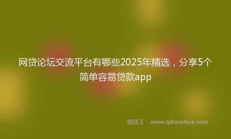 网贷论坛交流平台有哪些2025年精选，分享5个简单容易贷款app