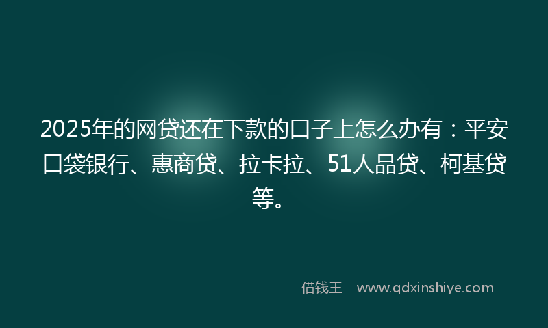 2025年的网贷还在下款的口子上怎么办有：平安口袋银行、惠商贷、拉卡拉、51人品贷、柯基贷等。