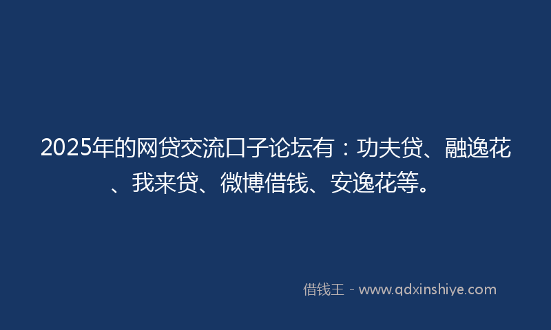 2025年的网贷交流口子论坛有：功夫贷、融逸花、我来贷、微博借钱、安逸花等。