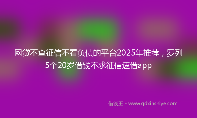 网贷不查征信不看负债的平台2025年推荐，罗列5个20岁借钱不求征信速借app