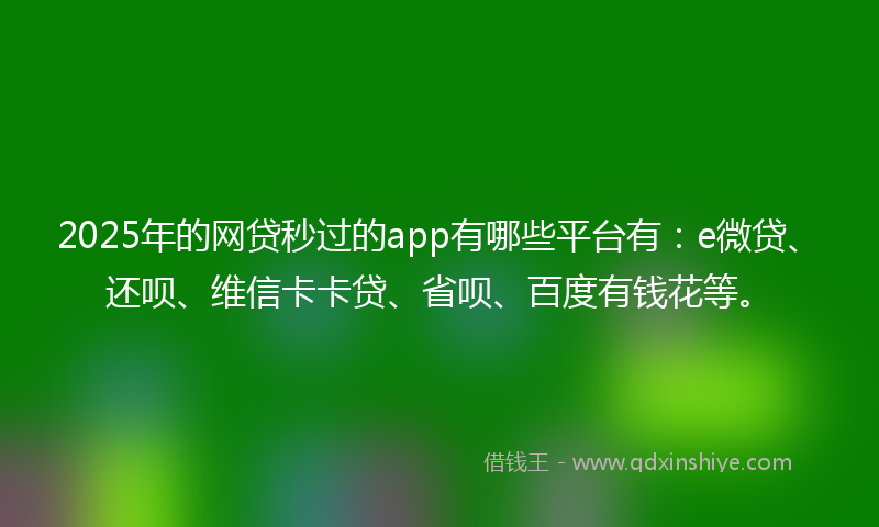 2025年的网贷秒过的app有哪些平台有：e微贷、还呗、维信卡卡贷、省呗、百度有钱花等。