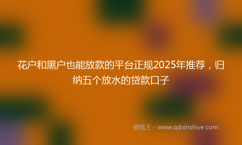 花户和黑户也能放款的平台正规2025年推荐，归纳五个放水的贷款口子