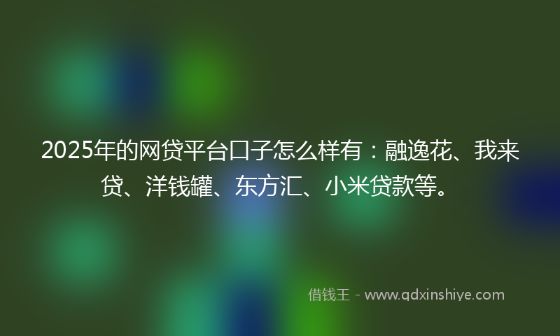 2025年的网贷平台口子怎么样有：融逸花、我来贷、洋钱罐、东方汇、小米贷款等。
