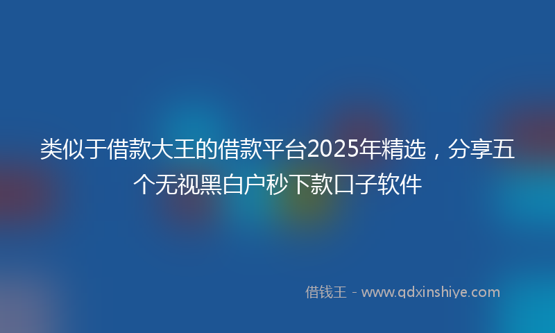 类似于借款大王的借款平台2025年精选，分享五个无视黑白户秒下款口子软件