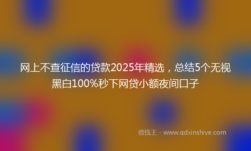 网上不查征信的贷款2025年精选，总结5个无视黑白100%秒下网贷小额夜间口子
