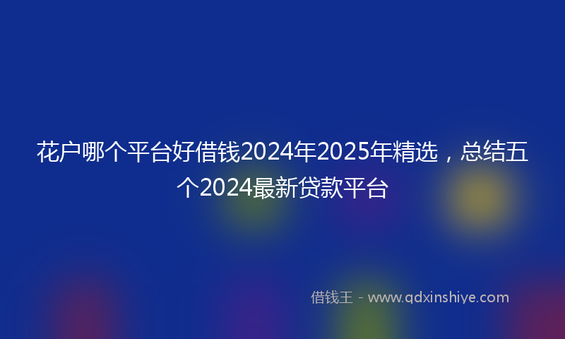 花户哪个平台好借钱2024年2025年精选，总结五个2024最新贷款平台