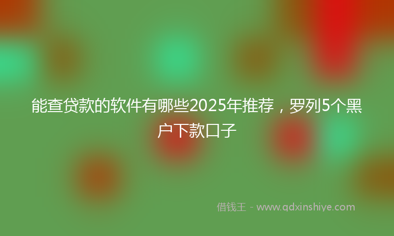 能查贷款的软件有哪些2025年推荐，罗列5个黑户下款口子