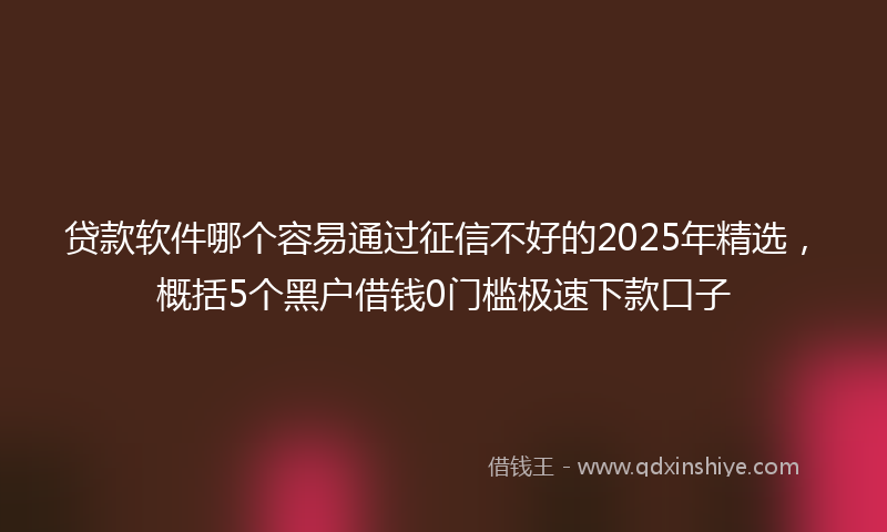 贷款软件哪个容易通过征信不好的2025年精选，概括5个黑户借钱0门槛极速下款口子