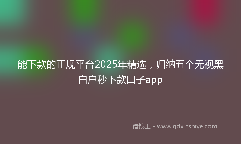 能下款的正规平台2025年精选，归纳五个无视黑白户秒下款口子app