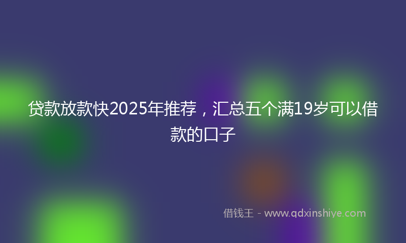 贷款放款快2025年推荐，汇总五个满19岁可以借款的口子