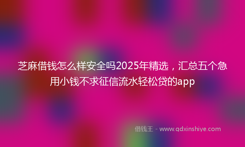 芝麻借钱怎么样安全吗2025年精选，汇总五个急用小钱不求征信流水轻松贷的app