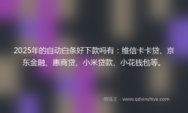 2025年的自动白条好下款吗有：维信卡卡贷、京东金融、惠商贷、小米贷款、小花钱包等。