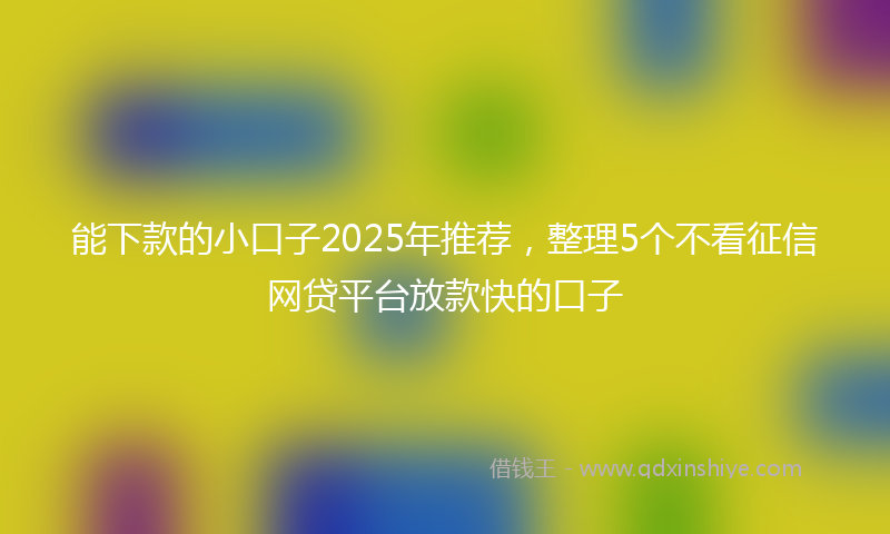 能下款的小口子2025年推荐，整理5个不看征信网贷平台放款快的口子