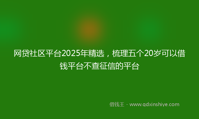 网贷社区平台2025年精选，梳理五个20岁可以借钱平台不查征信的平台