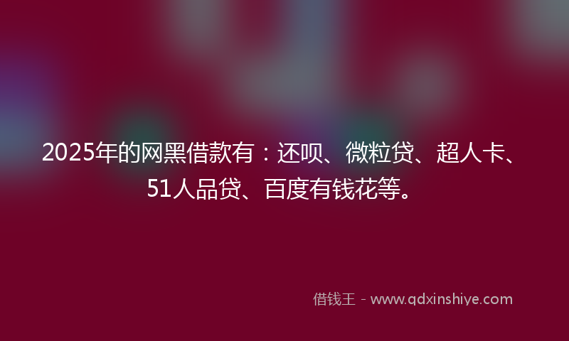 2025年的网黑借款有：还呗、微粒贷、超人卡、51人品贷、百度有钱花等。
