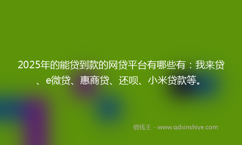 2025年的能贷到款的网贷平台有哪些有：我来贷、e微贷、惠商贷、还呗、小米贷款等。