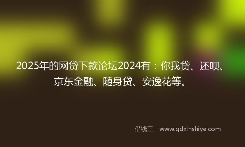 2025年的网贷下款论坛2024有：你我贷、还呗、京东金融、随身贷、安逸花等。
