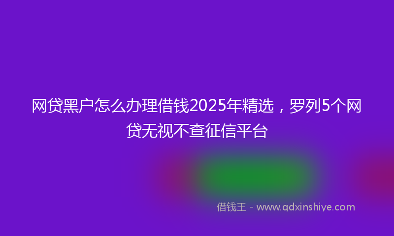 网贷黑户怎么办理借钱2025年精选，罗列5个网贷无视不查征信平台