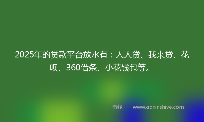 2025年的贷款平台放水有：人人贷、我来贷、花呗、360借条、小花钱包等。