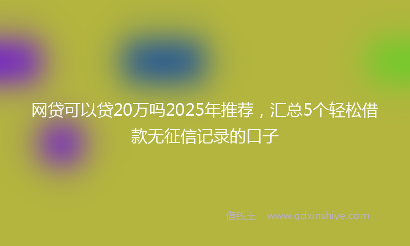 网贷可以贷20万吗2025年推荐，汇总5个轻松借款无征信记录的口子