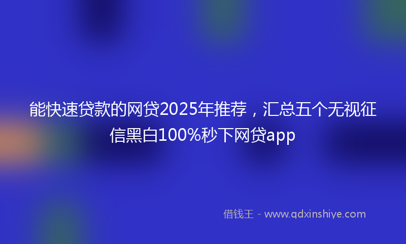 能快速贷款的网贷2025年推荐，汇总五个无视征信黑白100%秒下网贷app