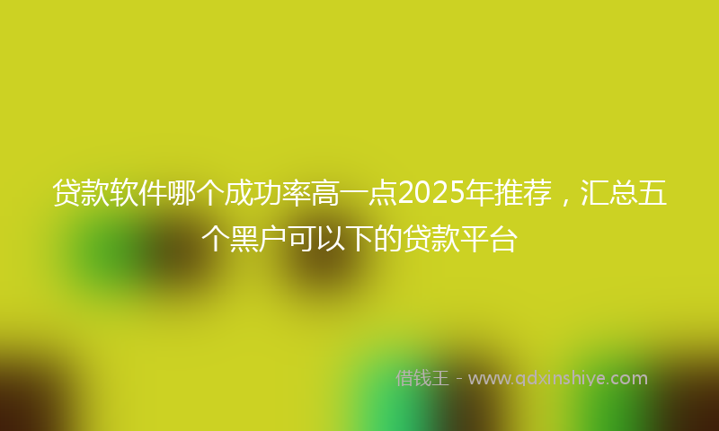 贷款软件哪个成功率高一点2025年推荐，汇总五个黑户可以下的贷款平台