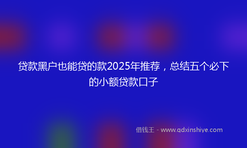 贷款黑户也能贷的款2025年推荐，总结五个必下的小额贷款口子