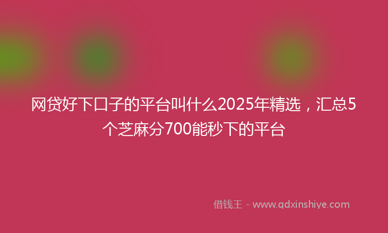 网贷好下口子的平台叫什么2025年精选，汇总5个芝麻分700能秒下的平台