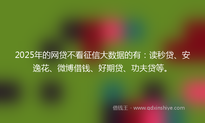 2025年的网贷不看征信大数据的有：读秒贷、安逸花、微博借钱、好期贷、功夫贷等。