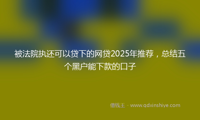 被法院执还可以贷下的网贷2025年推荐，总结五个黑户能下款的口子