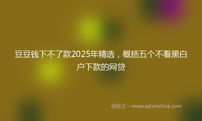 豆豆钱下不了款2025年精选，概括五个不看黑白户下款的网贷