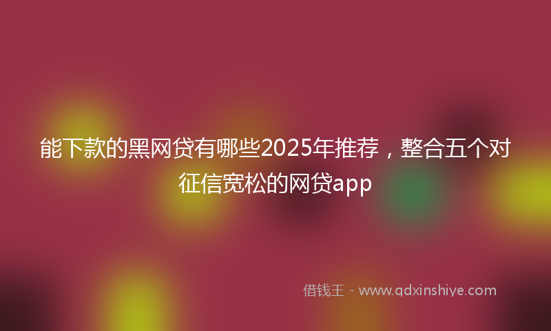 能下款的黑网贷有哪些2025年推荐，整合五个对征信宽松的网贷app