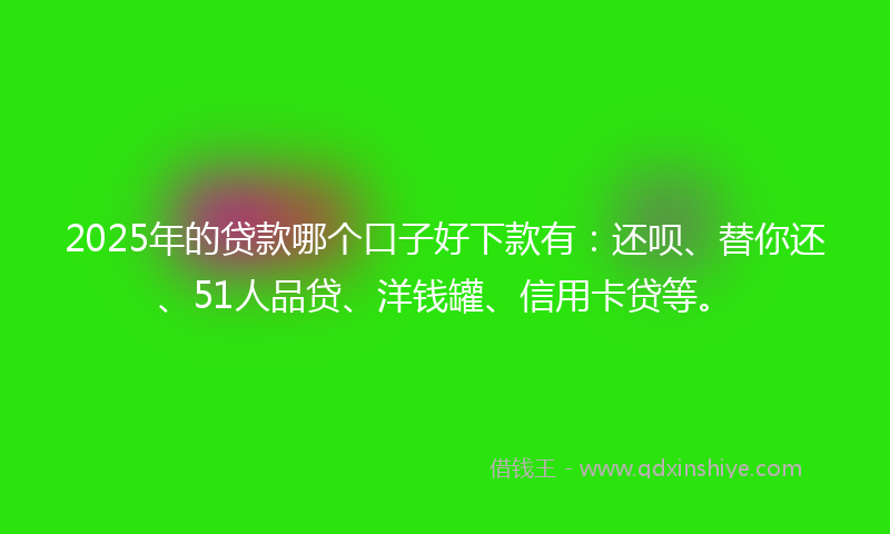 2025年的贷款哪个口子好下款有：还呗、替你还、51人品贷、洋钱罐、信用卡贷等。