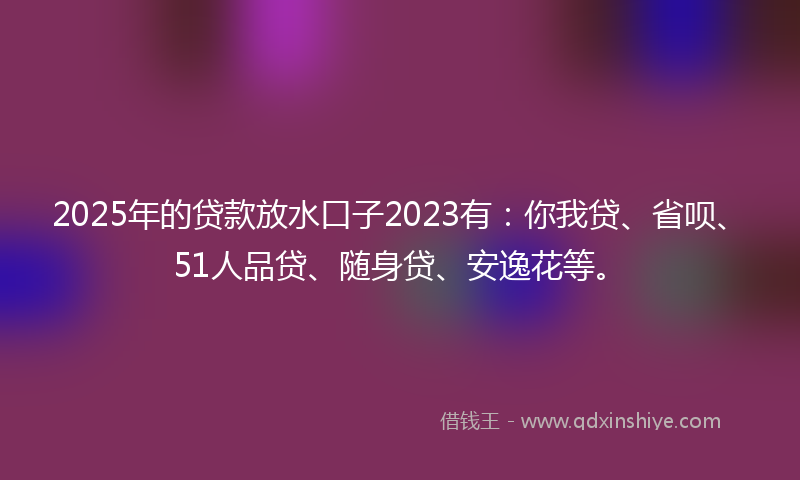 2025年的贷款放水口子2023有：你我贷、省呗、51人品贷、随身贷、安逸花等。