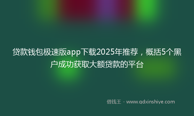 贷款钱包极速版app下载2025年推荐，概括5个黑户成功获取大额贷款的平台