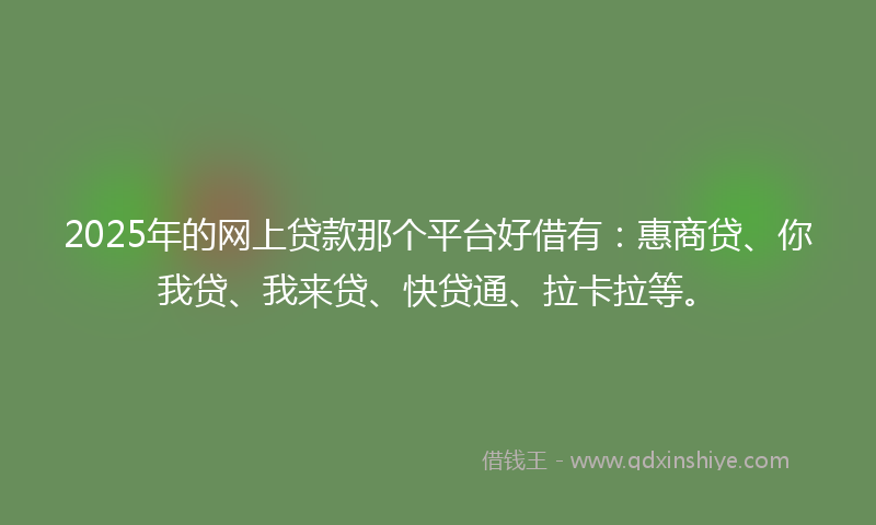 2025年的网上贷款那个平台好借有：惠商贷、你我贷、我来贷、快贷通、拉卡拉等。