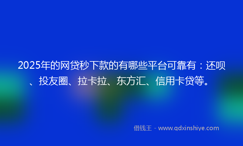 2025年的网贷秒下款的有哪些平台可靠有：还呗、投友圈、拉卡拉、东方汇、信用卡贷等。