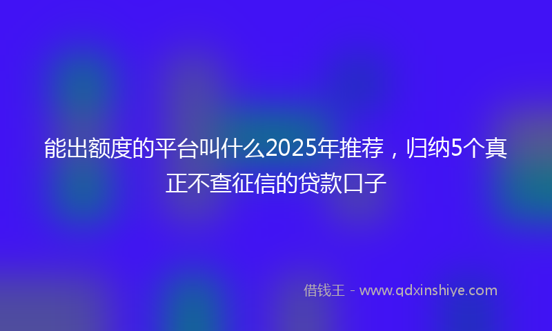 能出额度的平台叫什么2025年推荐，归纳5个真正不查征信的贷款口子