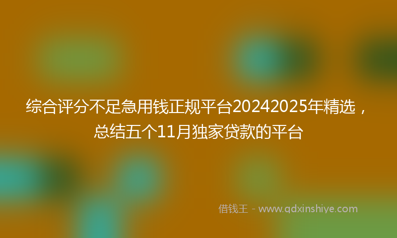 综合评分不足急用钱正规平台20242025年精选，总结五个11月独家贷款的平台