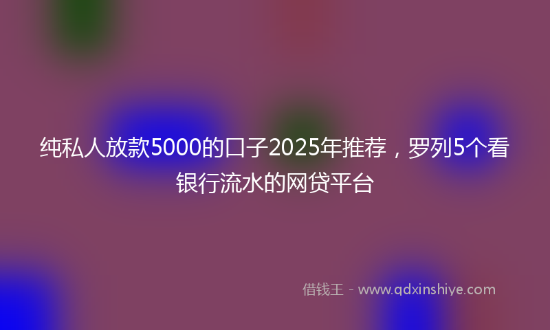 纯私人放款5000的口子2025年推荐，罗列5个看银行流水的网贷平台
